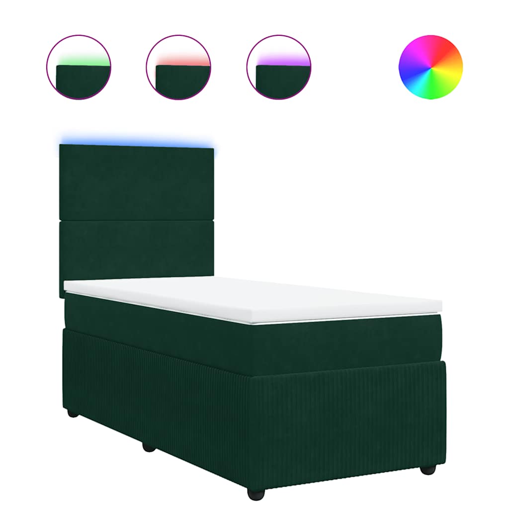 Giroletto a Molle con Materasso Verde Scuro 100x200 cm Velluto
