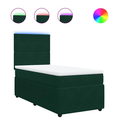 Giroletto a Molle con Materasso Verde Scuro 100x200 cm Velluto