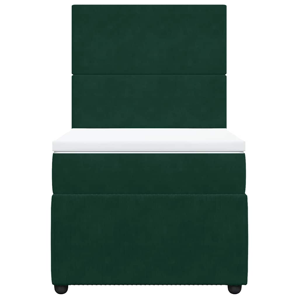 Giroletto a Molle con Materasso Verde Scuro 100x200 cm Velluto