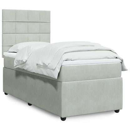 Giroletto a Molle con Materasso Grigio Chiaro 100x200cm Velluto | homemem39