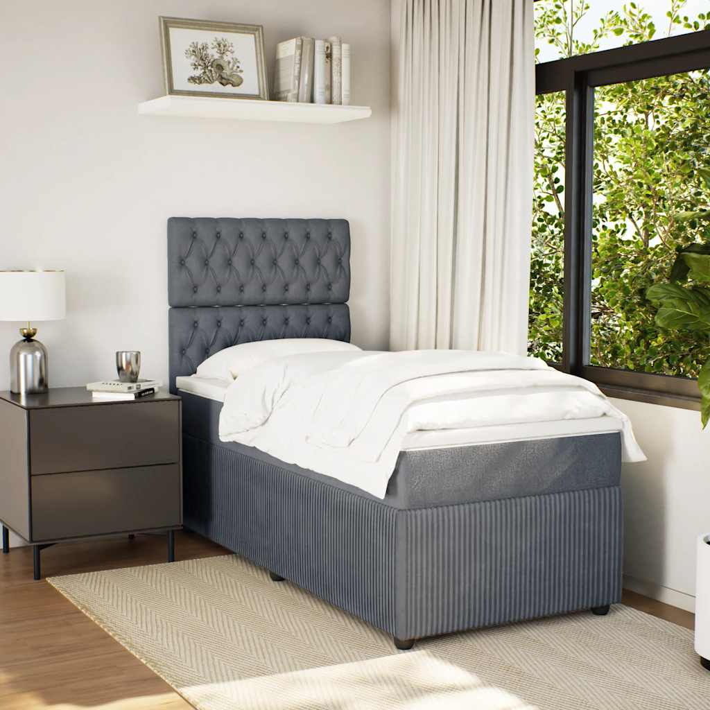 Giroletto a Molle con Materasso Grigio Scuro 100x200 cm Velluto