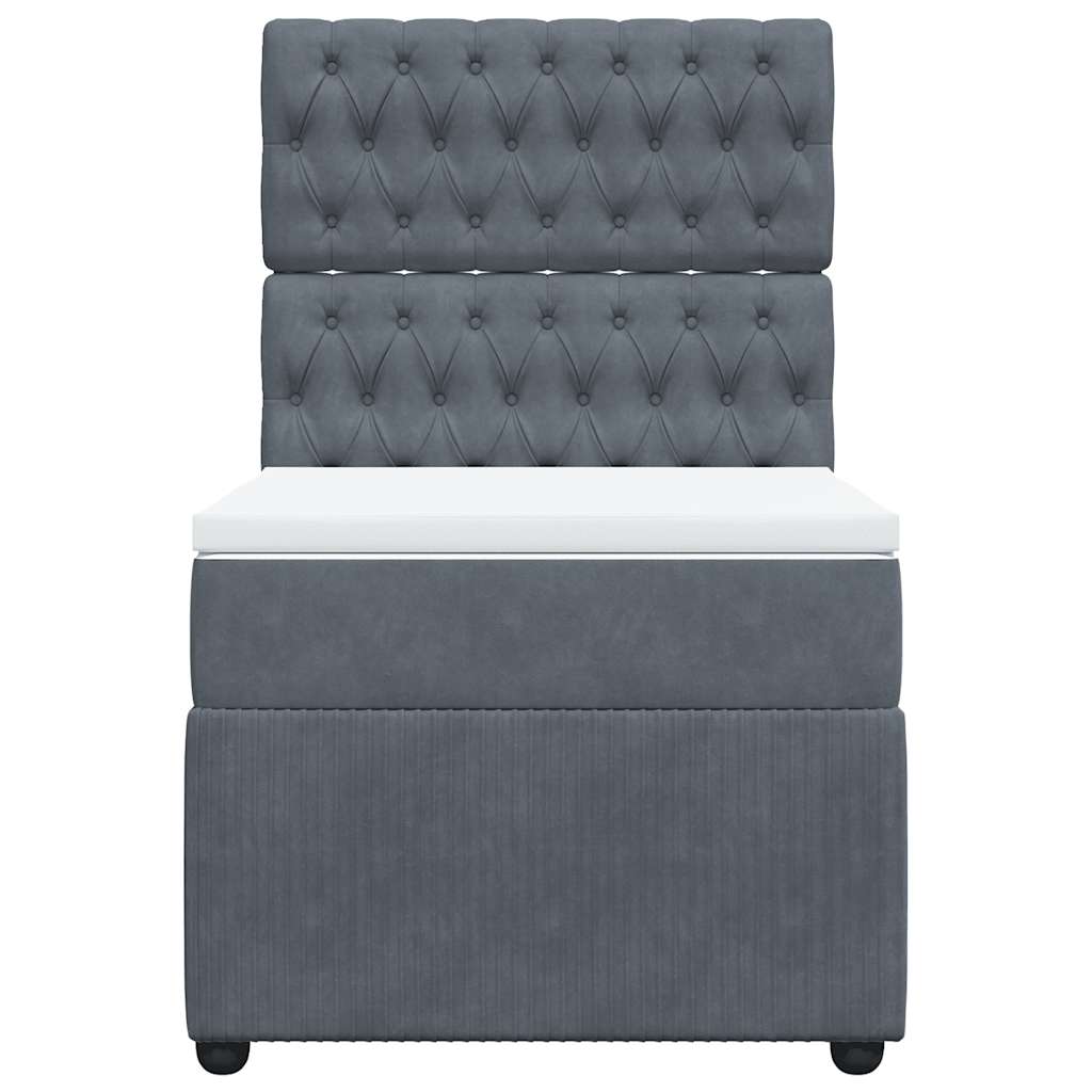 Giroletto a Molle con Materasso Grigio Scuro 100x200 cm Velluto
