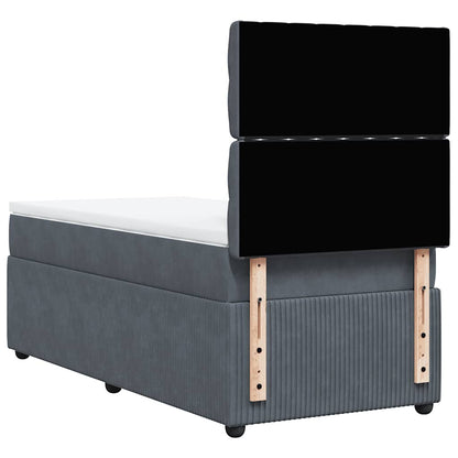 Giroletto a Molle con Materasso Grigio Scuro 100x200 cm Velluto