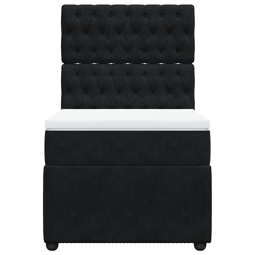 Giroletto a Molle con Materasso Nero 100x200 cm in Velluto