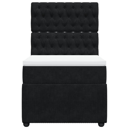 Giroletto a Molle con Materasso Nero 100x200 cm in Velluto