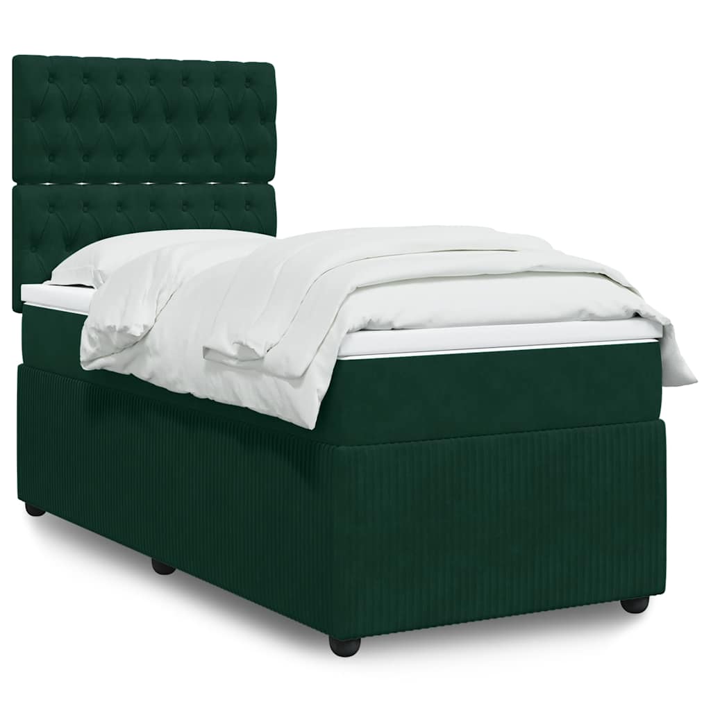 Giroletto a Molle con Materasso Verde Scuro 100x200 cm Velluto