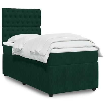 Giroletto a Molle con Materasso Verde Scuro 100x200 cm Velluto