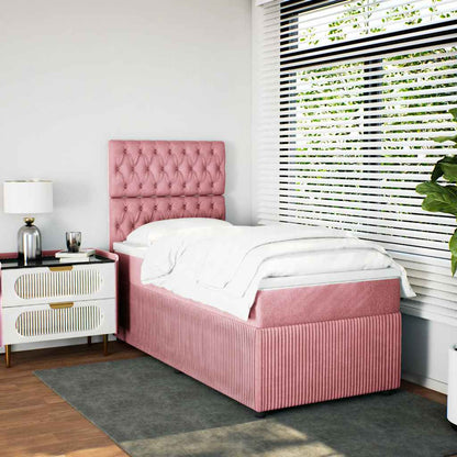 Giroletto a Molle con Materasso Rosa 100x200 cm in Velluto
