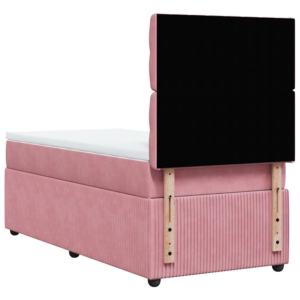 Giroletto a Molle con Materasso Rosa 100x200 cm in Velluto