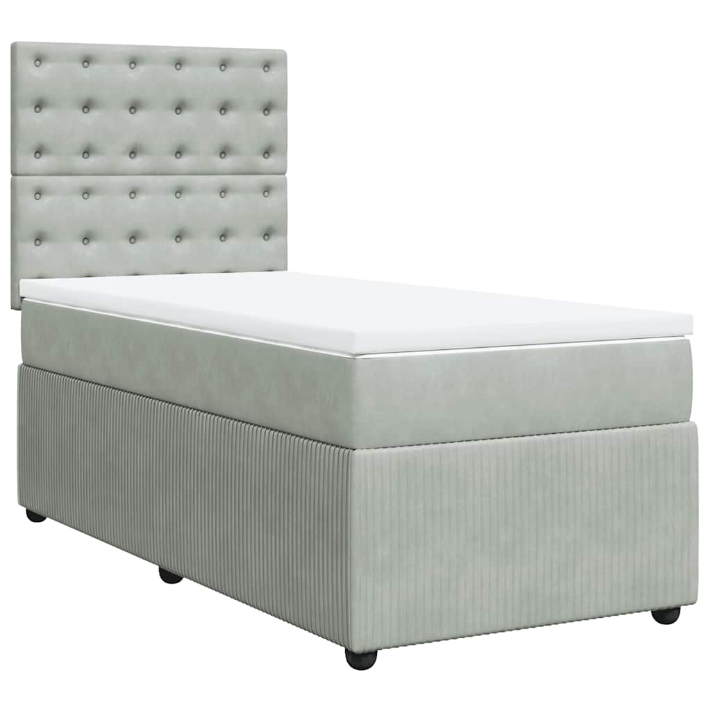 Giroletto a Molle con Materasso Grigio Chiaro 100x200cm Velluto
