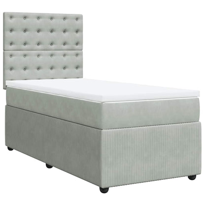 Giroletto a Molle con Materasso Grigio Chiaro 100x200cm Velluto