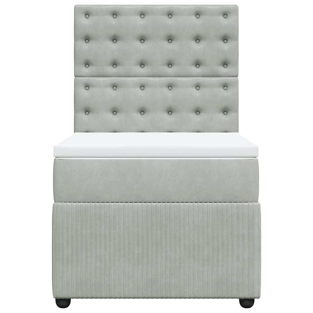 Giroletto a Molle con Materasso Grigio Chiaro 100x200cm Velluto