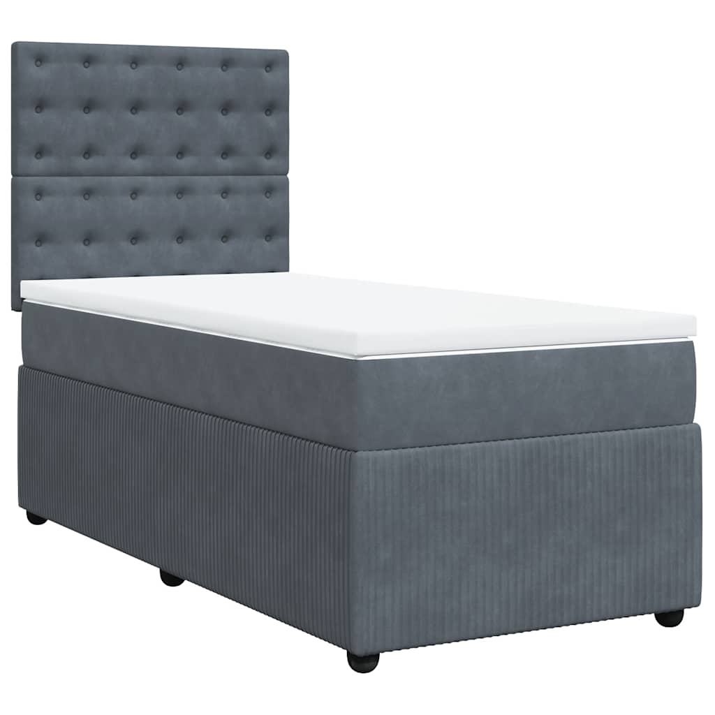 Giroletto a Molle con Materasso Grigio Scuro 100x200 cm Velluto