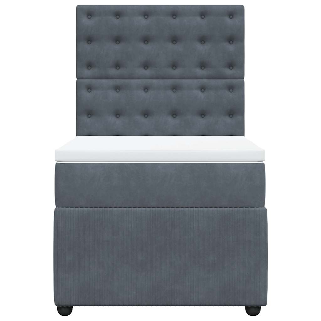 Giroletto a Molle con Materasso Grigio Scuro 100x200 cm Velluto