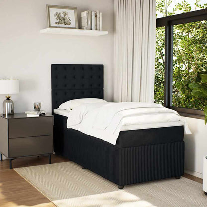 Giroletto a Molle con Materasso Nero 100x200 cm in Velluto