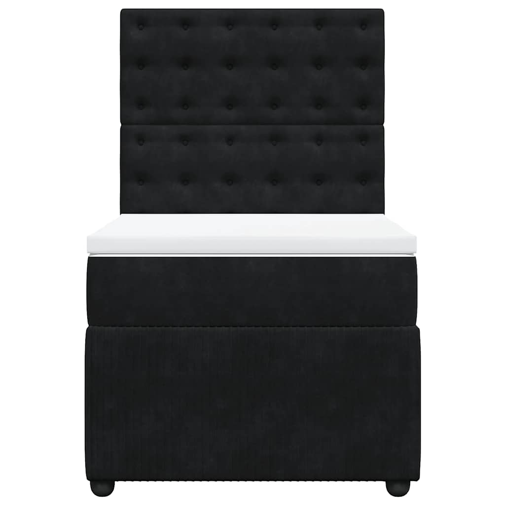 Giroletto a Molle con Materasso Nero 100x200 cm in Velluto