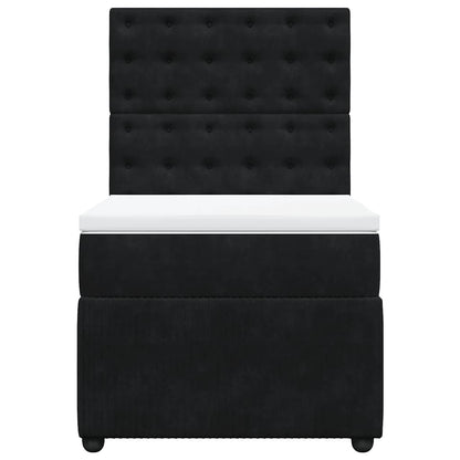 Giroletto a Molle con Materasso Nero 100x200 cm in Velluto
