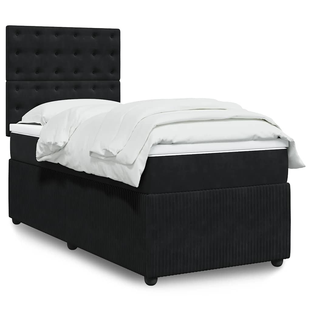 Giroletto a Molle con Materasso Nero 100x200 cm in Velluto