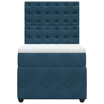 Giroletto a Molle con Materasso Blu 100x200 cm in Velluto