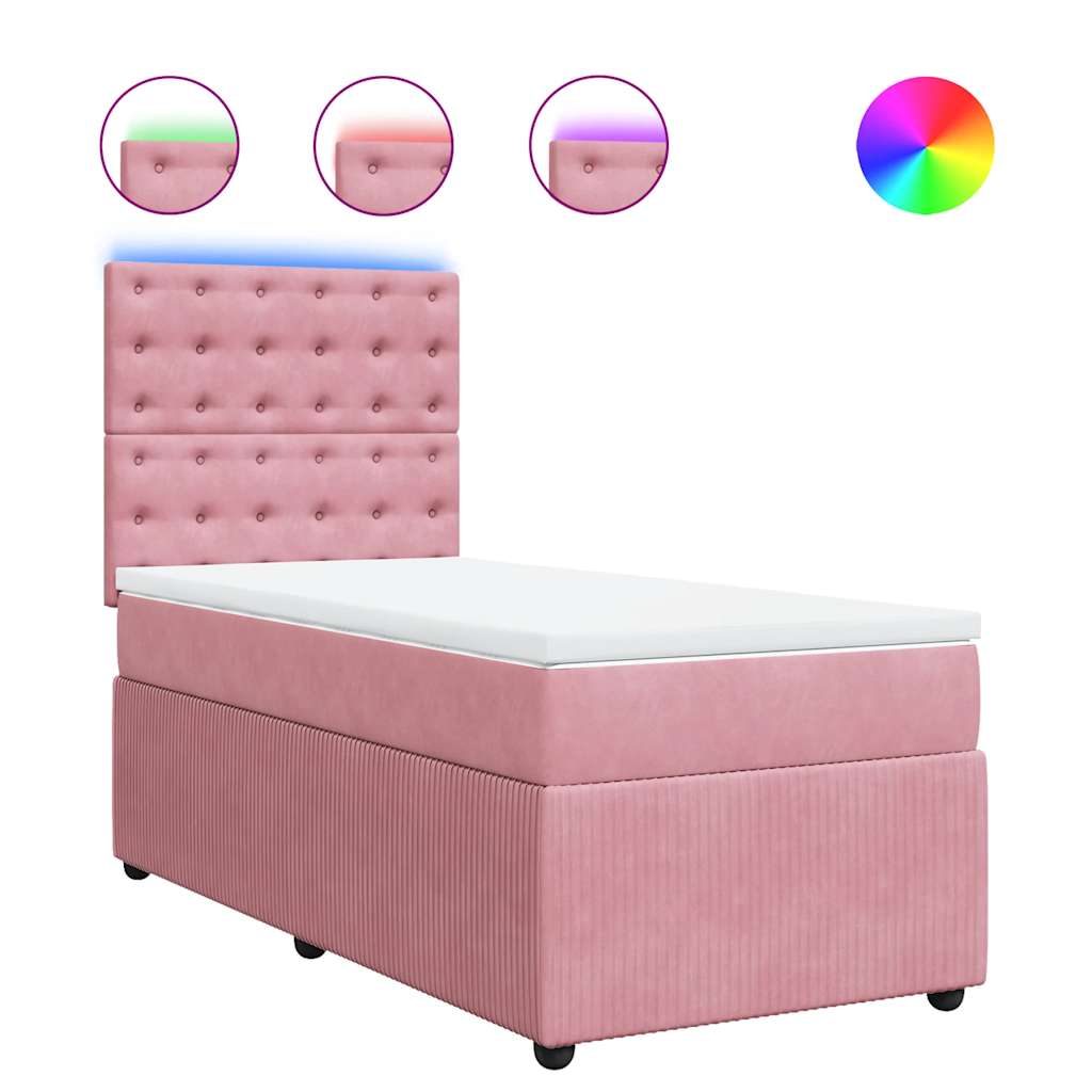 Giroletto a Molle con Materasso Rosa 100x200 cm in Velluto