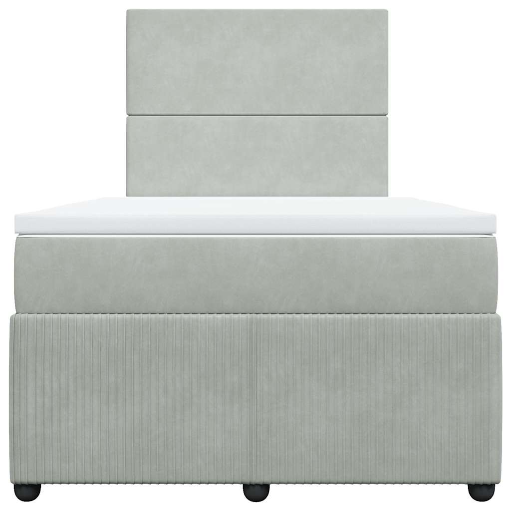 Giroletto a Molle con Materasso Grigio Chiaro 120x190cm Velluto
