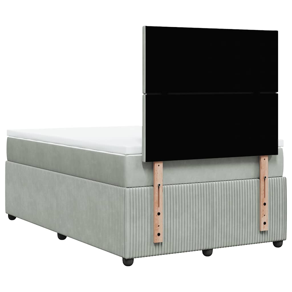 Giroletto a Molle con Materasso Grigio Chiaro 120x190cm Velluto