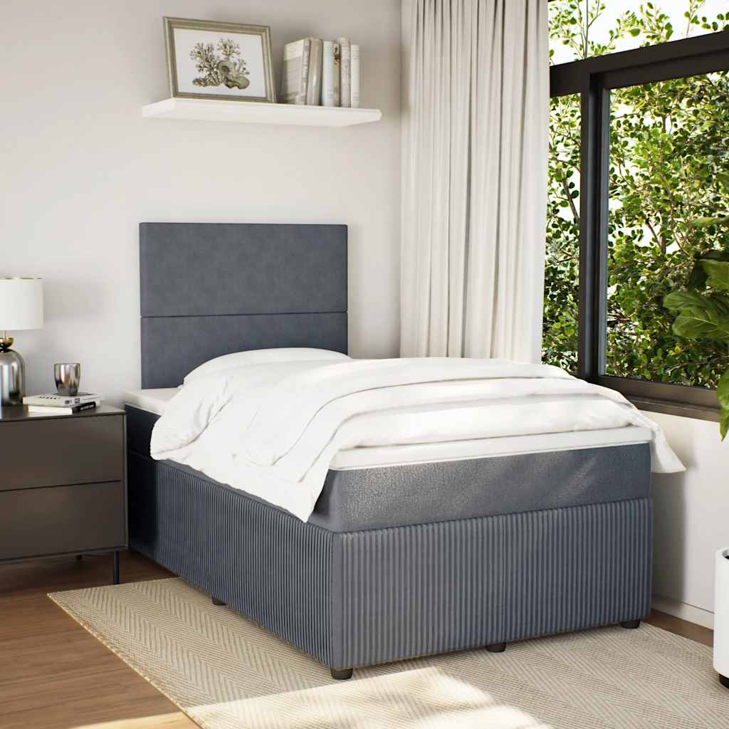 Giroletto a Molle con Materasso Grigio Scuro 120x190 cm Velluto