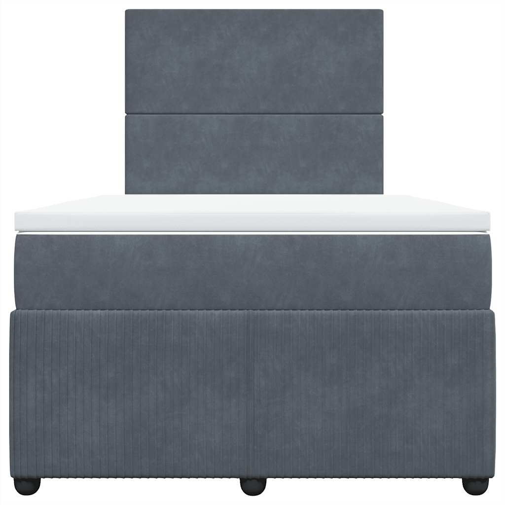 Giroletto a Molle con Materasso Grigio Scuro 120x190 cm Velluto