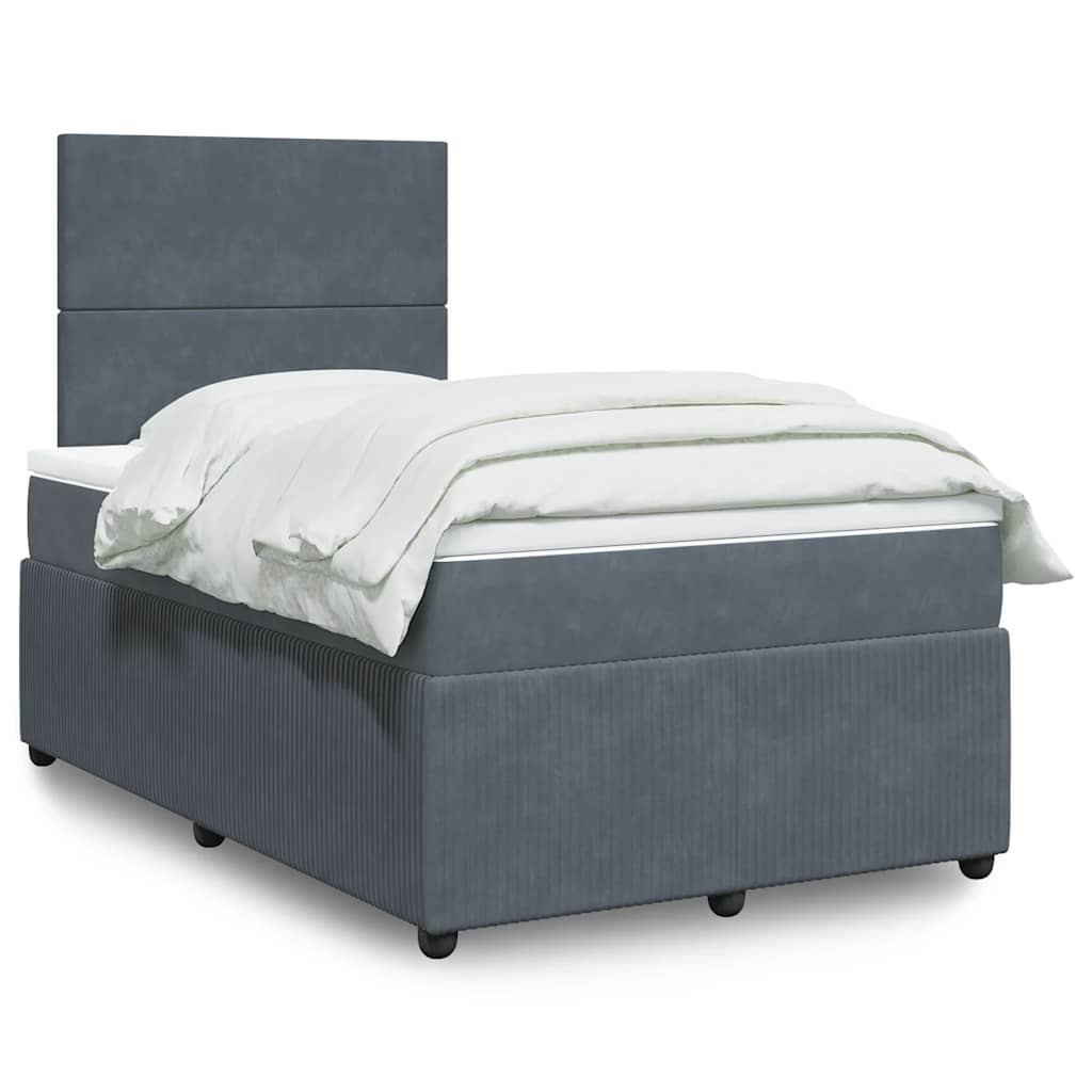 Giroletto a Molle con Materasso Grigio Scuro 120x190 cm Velluto