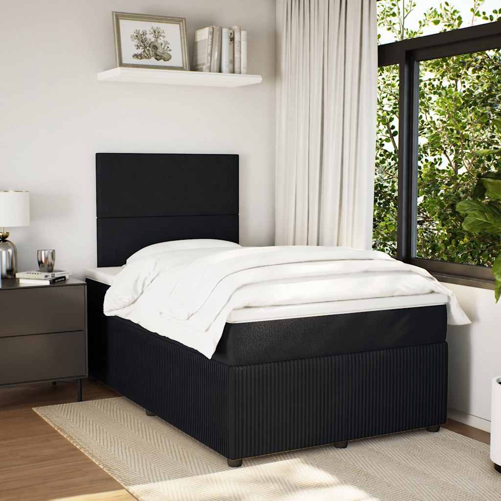 Giroletto a Molle con Materasso Nero 120x190 cm in Velluto
