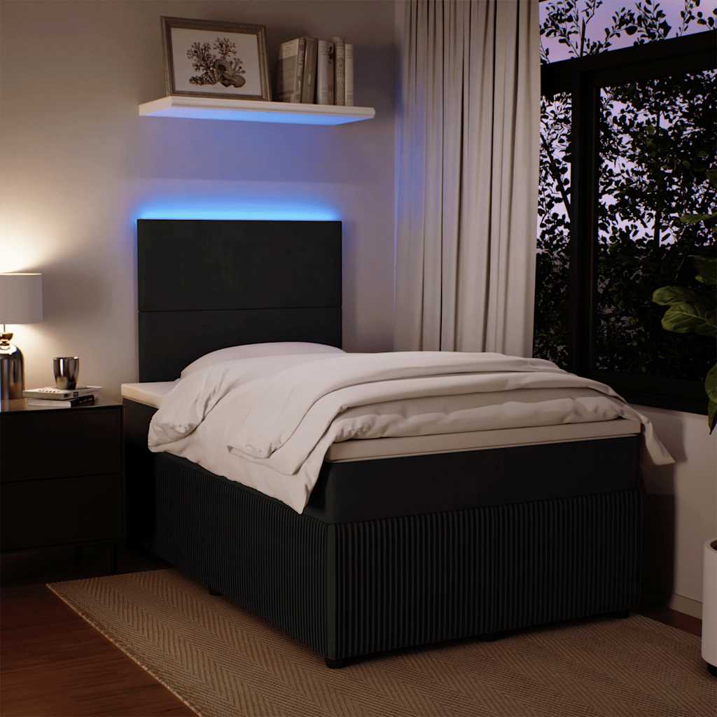 Giroletto a Molle con Materasso Nero 120x190 cm in Velluto - homemem39