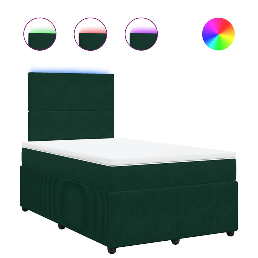 Giroletto a Molle con Materasso Verde Scuro 120x190 cm Velluto