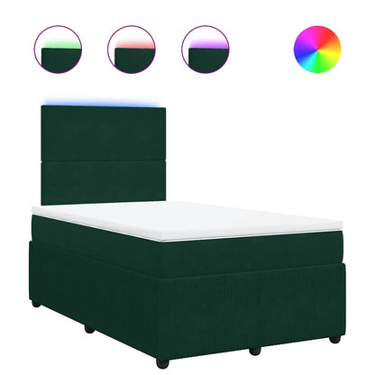 Giroletto a Molle con Materasso Verde Scuro 120x190 cm Velluto