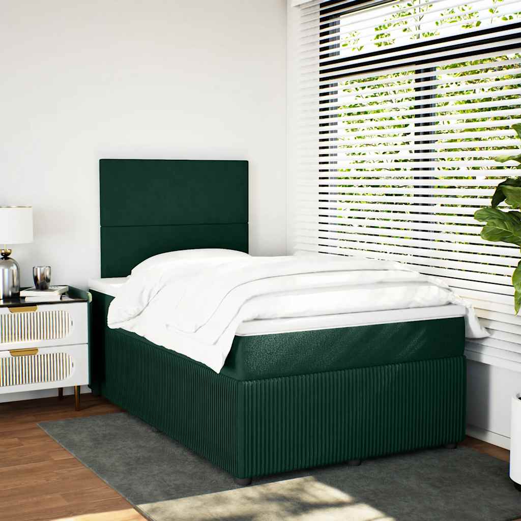 Giroletto a Molle con Materasso Verde Scuro 120x190 cm Velluto
