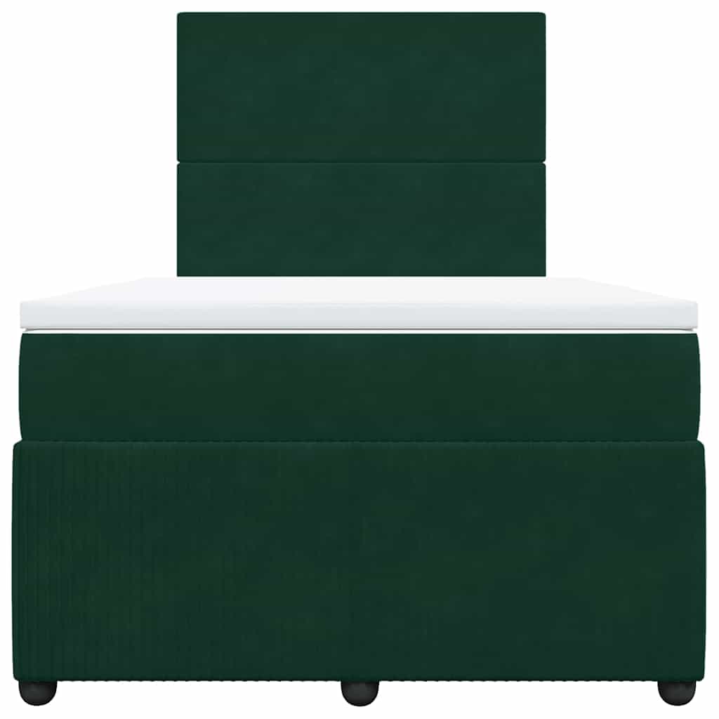 Giroletto a Molle con Materasso Verde Scuro 120x190 cm Velluto