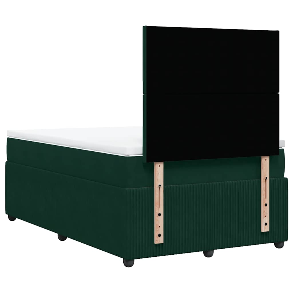 Giroletto a Molle con Materasso Verde Scuro 120x190 cm Velluto