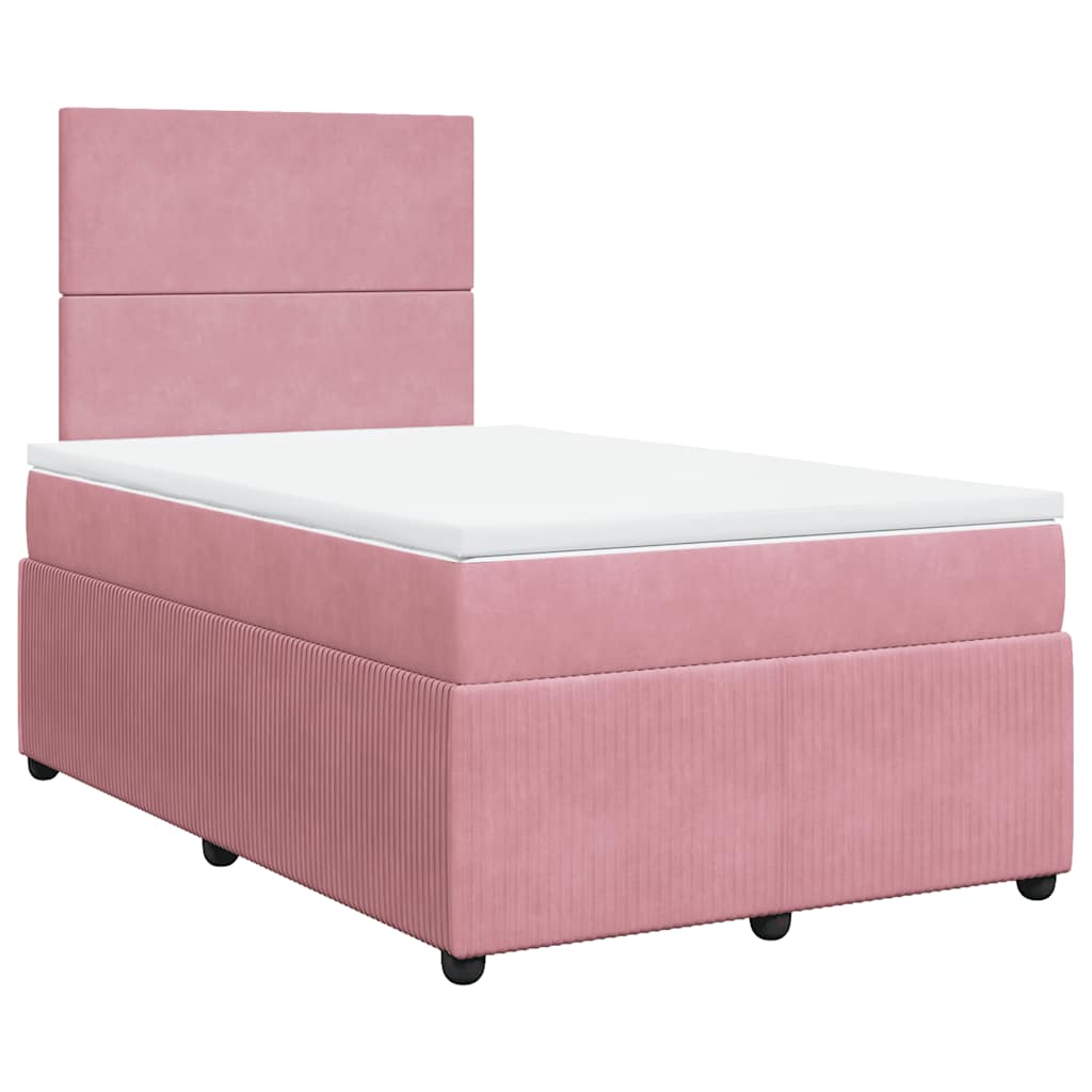 Giroletto a Molle con Materasso Rosa 120x190 cm in Velluto