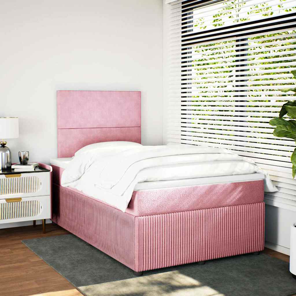 Giroletto a Molle con Materasso Rosa 120x190 cm in Velluto | homemem39