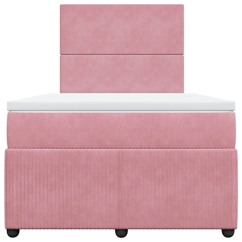 Giroletto a Molle con Materasso Rosa 120x190 cm in Velluto