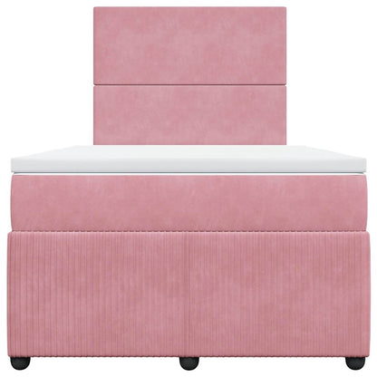 Giroletto a Molle con Materasso Rosa 120x190 cm in Velluto