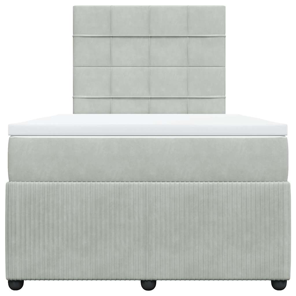 Giroletto a Molle con Materasso Grigio Chiaro 120x190cm Velluto