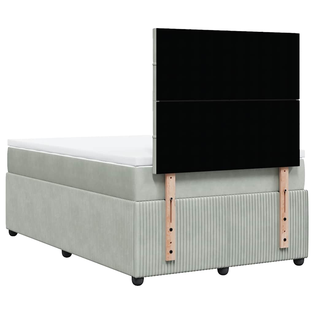 Giroletto a Molle con Materasso Grigio Chiaro 120x190cm Velluto