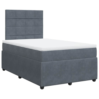 Giroletto a Molle con Materasso Grigio Scuro 120x190 cm Velluto