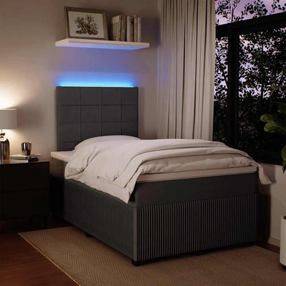 Giroletto a Molle con Materasso Grigio Scuro 120x190 cm Velluto