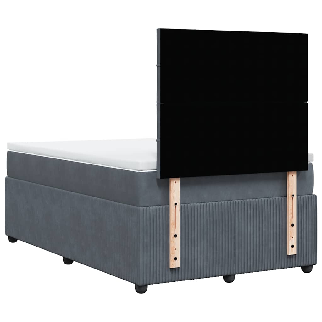 Giroletto a Molle con Materasso Grigio Scuro 120x190 cm Velluto