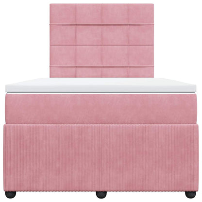 Giroletto a Molle con Materasso Rosa 120x190 cm in Velluto | homemem39