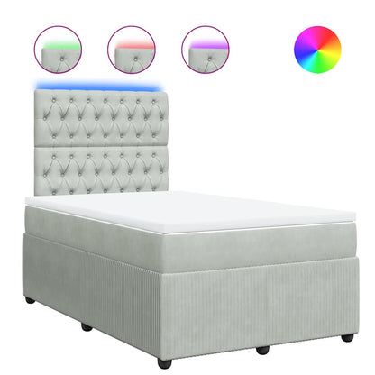 Giroletto a Molle con Materasso Grigio Chiaro 120x190cm Velluto