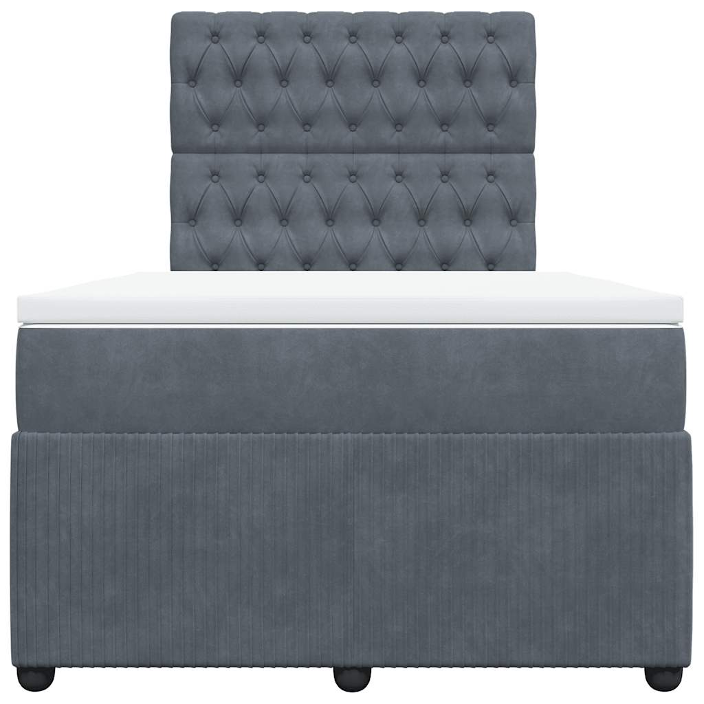 Giroletto a Molle con Materasso Grigio Scuro 120x190 cm Velluto