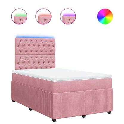 Giroletto a Molle con Materasso Rosa 120x190 cm in Velluto
