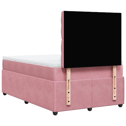 Giroletto a Molle con Materasso Rosa 120x190 cm in Velluto